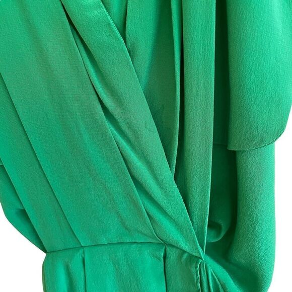 GREYLIN Silk Sleeveless Faux Wrap Mini Dress Green M - Picture 7 of 12